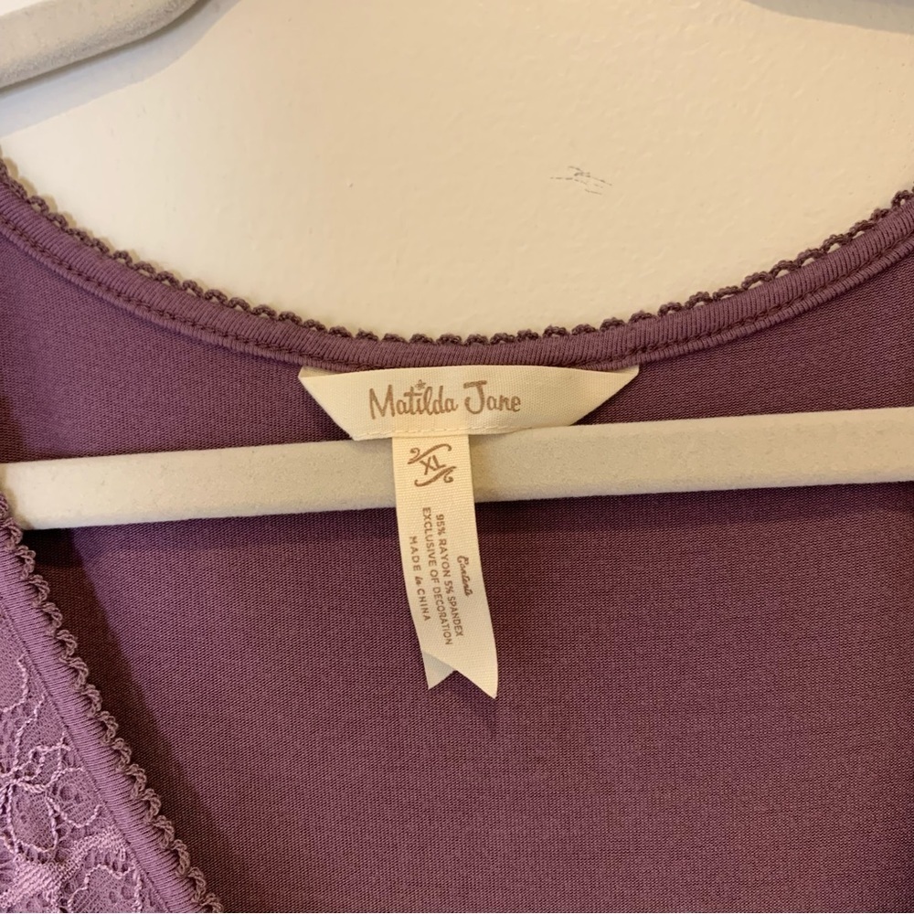 Matilda Jane EUC boho purple mauve vneck long‎ sleeve tunic top. Size XL - Picture 3 of 9